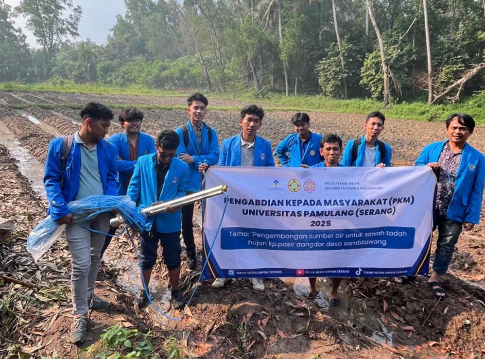 KEGIATAN PKM MAHASISWA UNPAM SERANG DENGAN TEMA PENGENDALIAN BAHAYA DAN FAKTOR KESELAMATAN DALAM PENG OPERASIAN DAN PERAWATAN PADA POMPA AIR